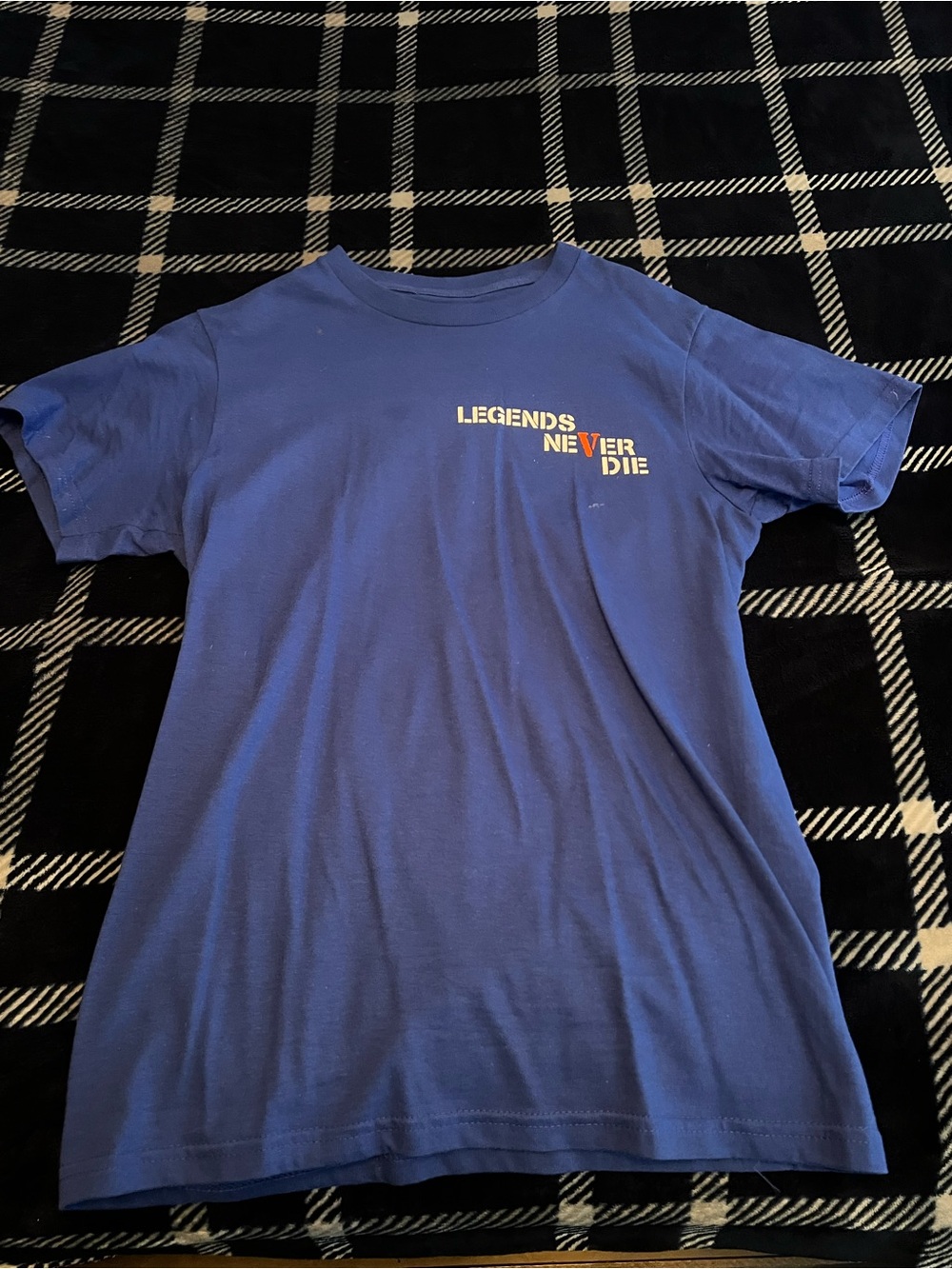 Legends Never Die Blue V999 Graphic T-Shirt Short Sleeve Size Small